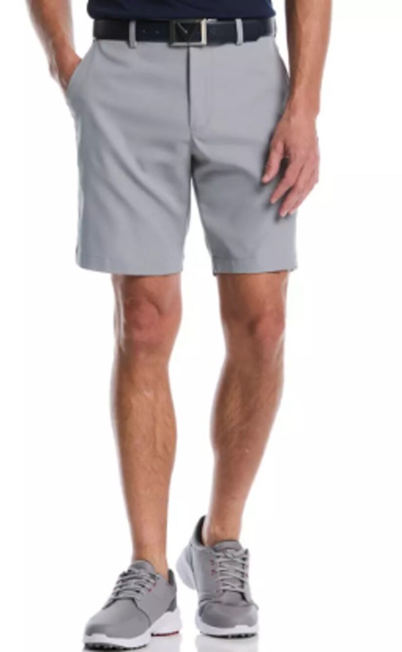 New Callaway 9" Flat Front Golf Shorts, Quiet Shade Grey Size 38